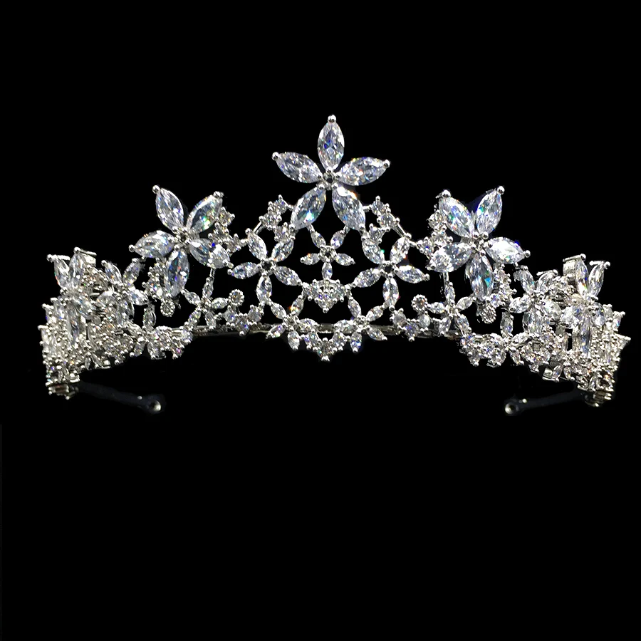 RE2083 CZ wedding bridal tiara shiny zircon crown pageant party crown tiara