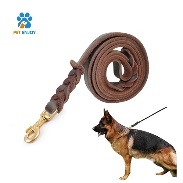 Sofe leather dog leash braided fashion dog leather lead for German Shepherd good quality pet product wholesale