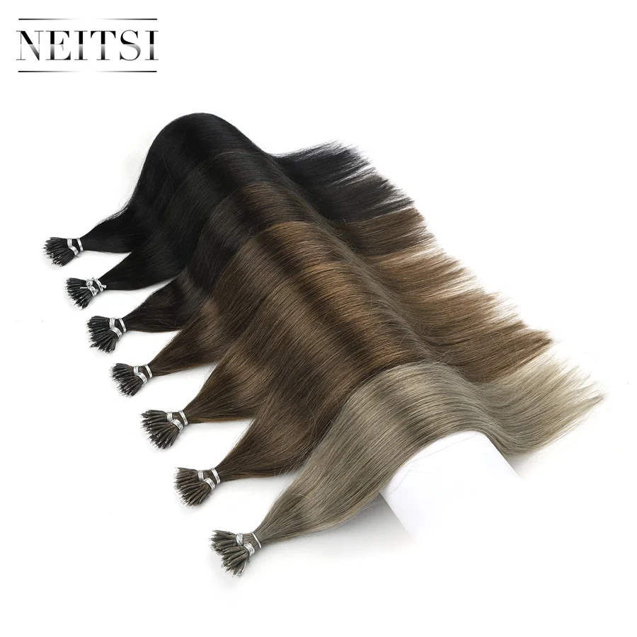 Free Sample Neitsi  Nano Ring Tip Extensions Human Hair Extension Straight Nano Tip Hair