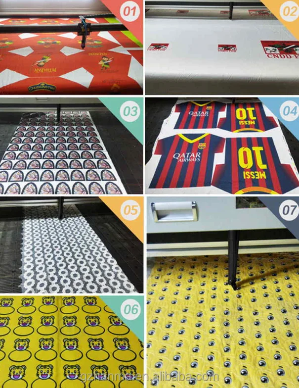 sublimation fabric prints double laser head CCD camera scan/cycling garment factory automatic sportswear cutting machine