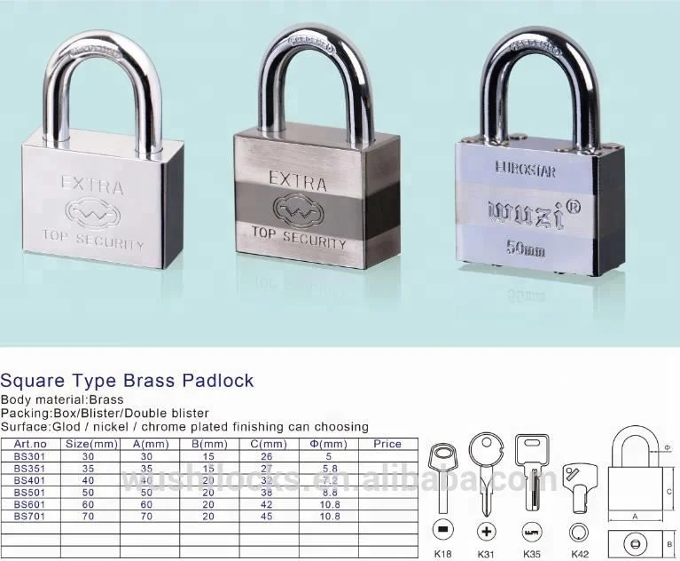 
High quality cheap warehouse furniture chrome plated van square type iron padlock 