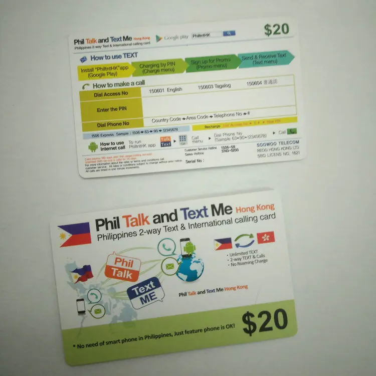 
Prepaid top-up phone calling card 