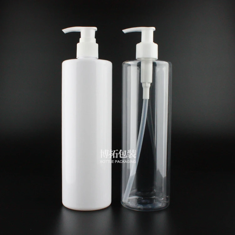 Luxury Black 17 oz Bathroom Soap Dispenser 500ml Cylinder Plastic Bottle PET Bottles Aluminium Pump Shampoo Bottle