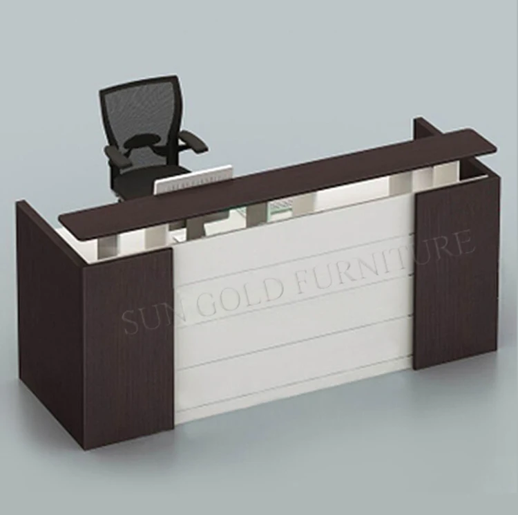 Black wooden used reception counters modern front desk design (SZ-RTB006-2)