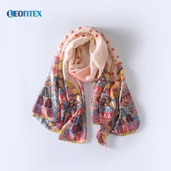 Wholesale high quality silk satin cute kids children long printing scarf