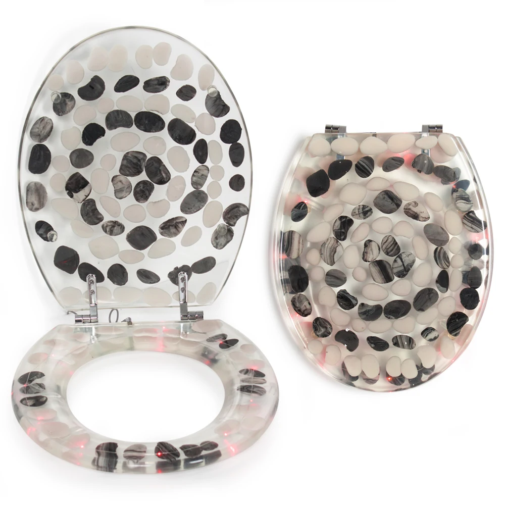 LED light polyresin toilet seat ,LED toilet seat with stone design