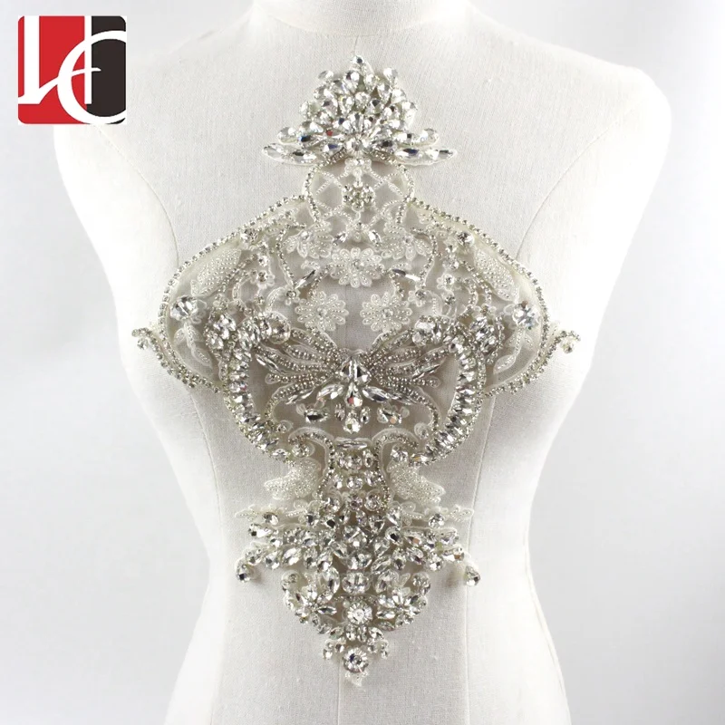 HC-6004 Hechun New design manufacture bridal dress applique crystal