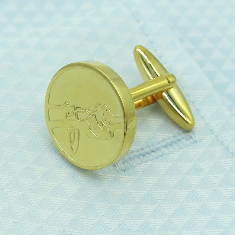 Gold engrave round customised cufflinks men