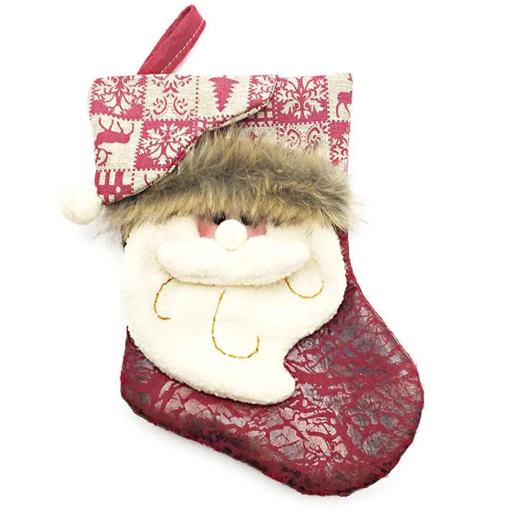 Hotsale mini plush animal head pet christmas stocking for kids gift and home decoration