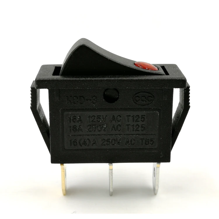 16A 25A 125V 250V AC T125 3Pin Electrical Rocker Switch with LED Light