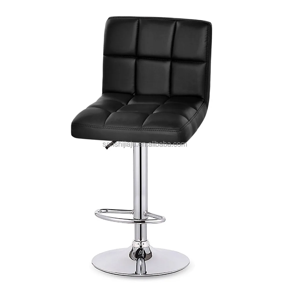 
Swivel Black Bonded Leather Bar stool Adjustable Hydraulic Chair Bar Stools 