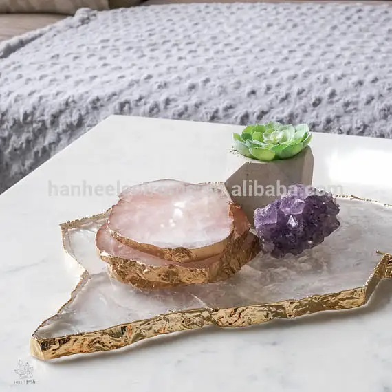 Chinese factory wholesale agate slices white gold thin