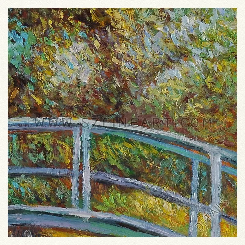 Japanese Bridge, 100% Handmade Impression Oil Painting Canvas Reproduction of Claude Monet