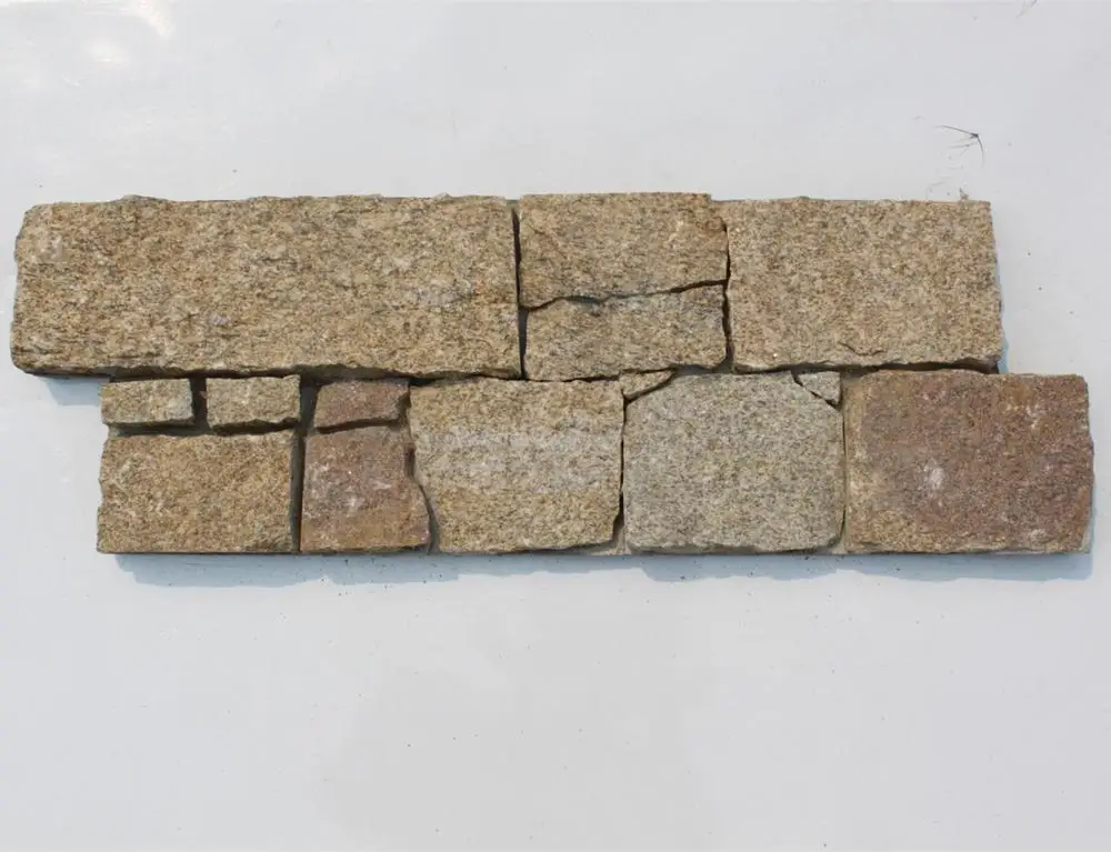 Sesame yellow sandstone cement backed stone panel natural stone wall cladding