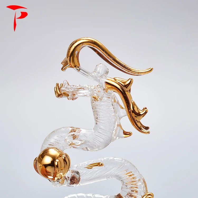 Golden Vertical Dragon Craft Glass Decoration Glass Vase Shapes and Names