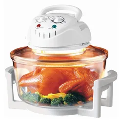 17L 1200-1400w high quality electric cookers glass blow infiniticook halowave halogen oven with receipes