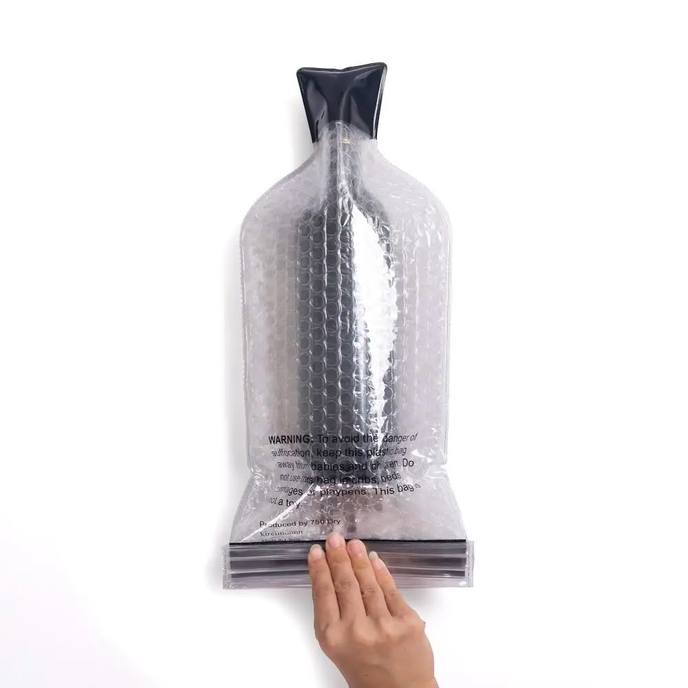 hot sale reusable leak proof pvc wine bottle protector bag bubble sleeve / skin