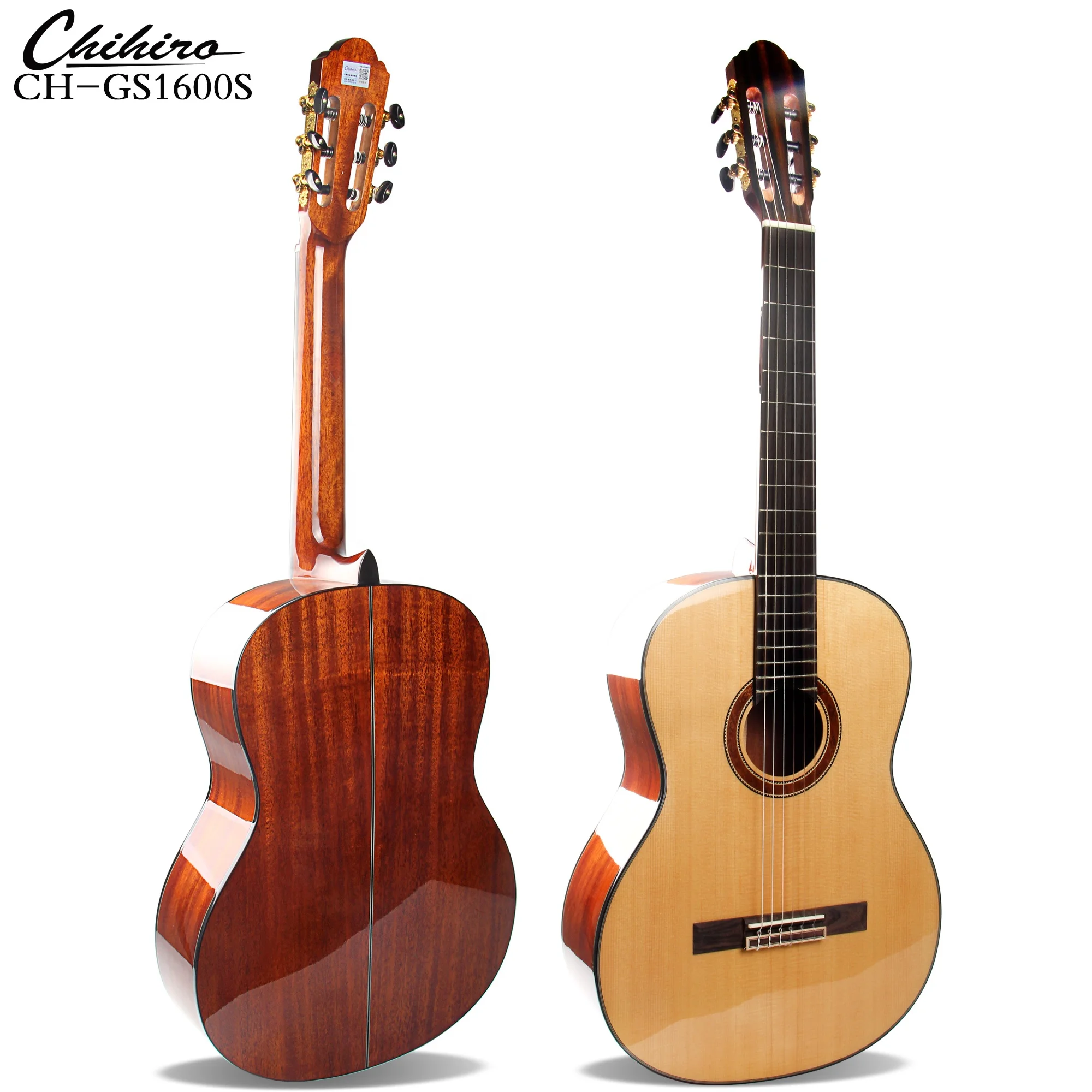 China guitar factory beautiful best quality nylon string solid spruce top mahogany back glossy 39 inch classical guitar 4/4 size