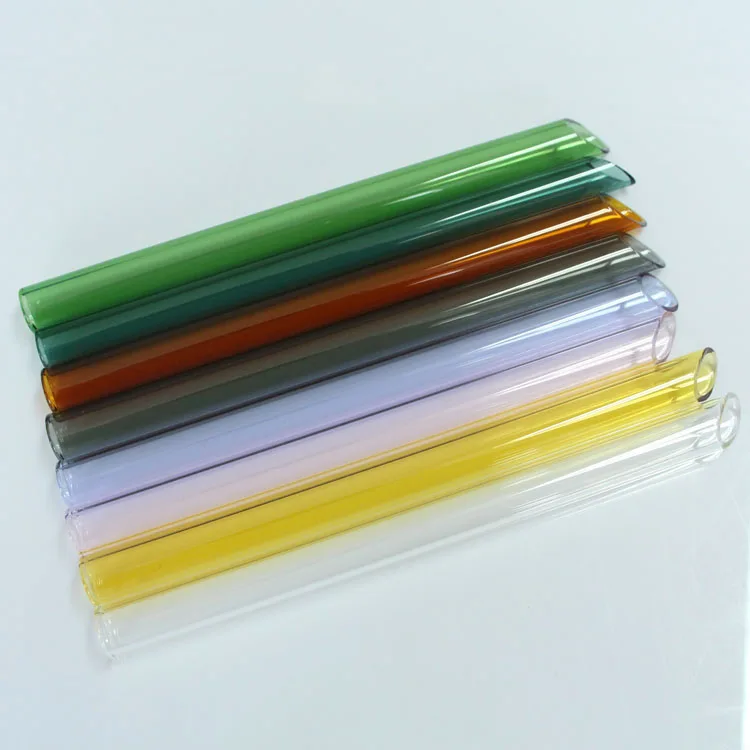 16mm Boba Borosilicate Straight Glass Drinking Straws With Slanted tip