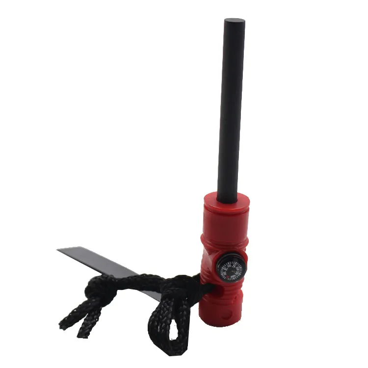 Outdoor camping survival Magnesium Flint Stone Emergency Fire Starter with compass and whistle