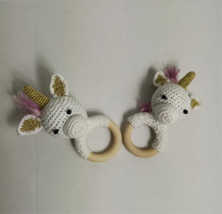 Hot sales unicorn rattle toy for baby pushcart or nursery crochet baby toys