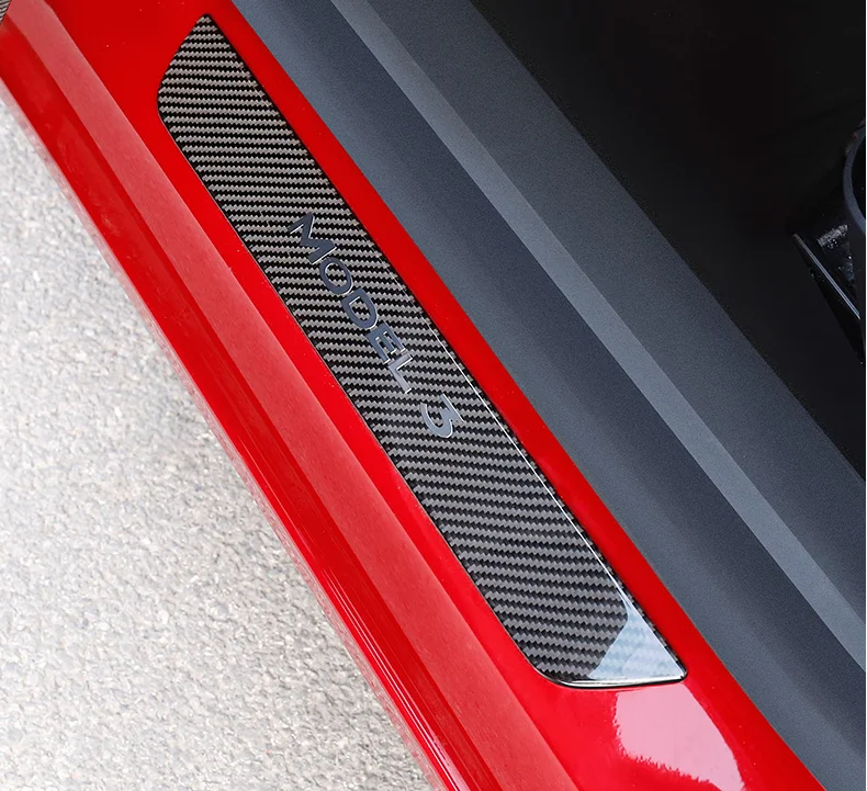 Car Door Sills Protection Kit Carbon Fiber sticker drip glue car accessories for Tesla model 3