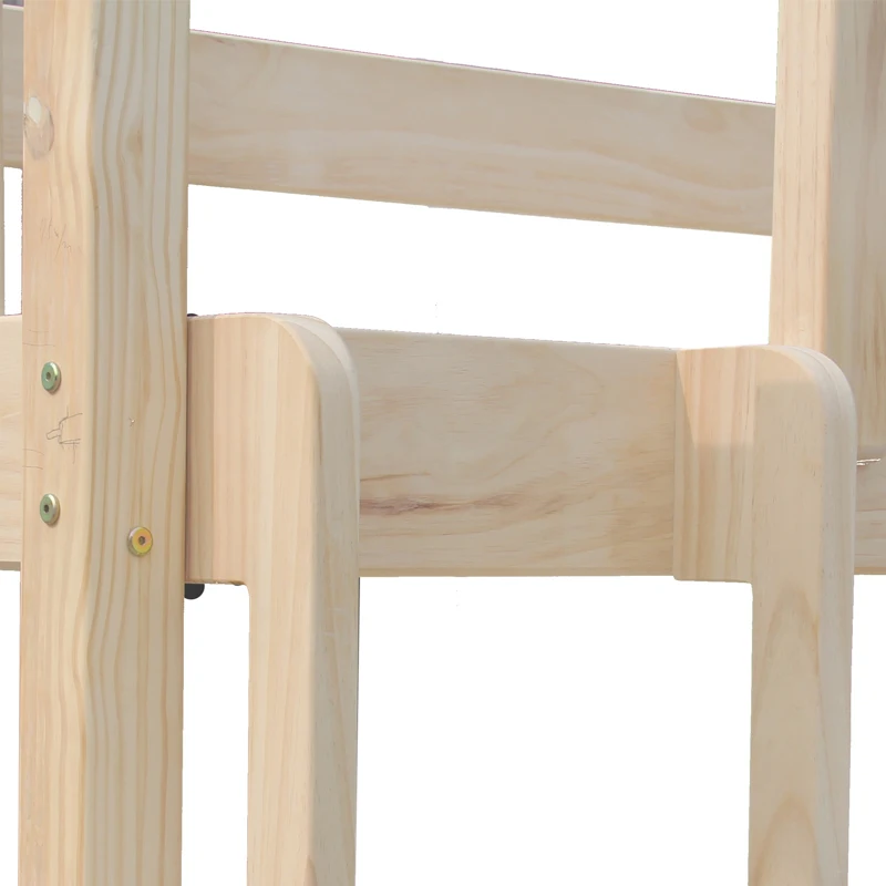 solid wood adults dormitory double bunk bed with desk