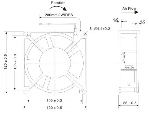 AC Fan 12v 120mm Computer Cooling Fan 120mm 12025 120x120x25 Bsushless Cooling Fan
