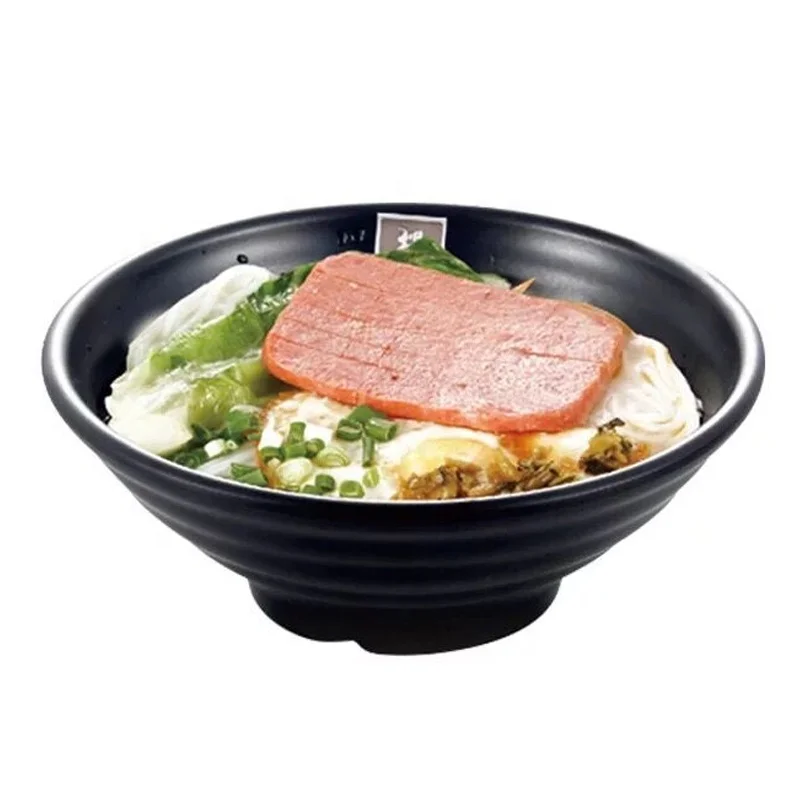 Черная чаша для рамен из меламина, китайские миски для лапши