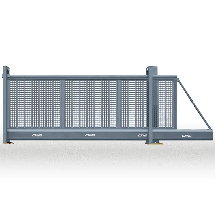 steel welded main gate railing simple design in pakistan iron mesh fence gate with control board photocell pass system