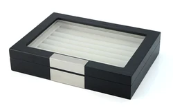Elegant 36 Pairs Black Wooden Cufflink Display  Box Jewelry Organizer for Man and Woman Hold Rings Earrings