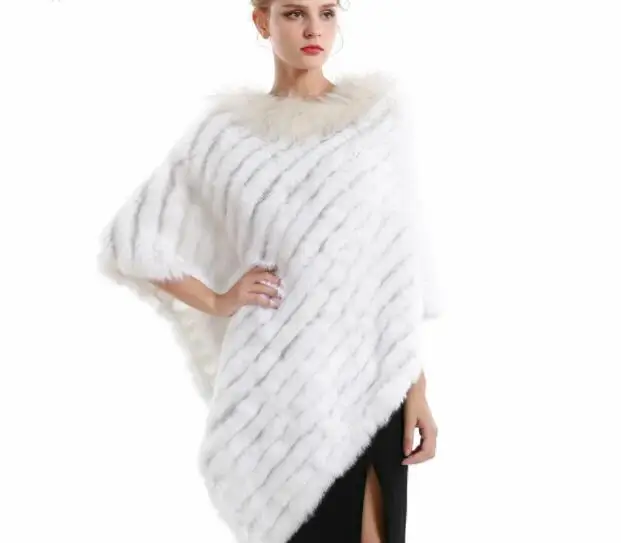 Manufacturer Custom Embroidered 2018 winter high quality fancy real rabbit fur women fur poncho