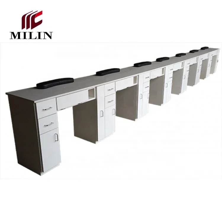 Современный роскошный длинный Маникюрный Стол для ногтей, семь сидений, высокое качество