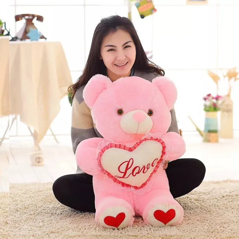 2018 Hot Customized Colorful Glowing Led Teddy Bear Creative Light Up Stuffed Love Heart Teddy Bear Plush Toy