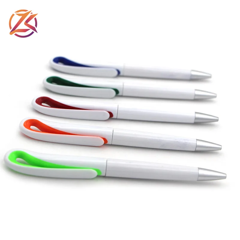 Promotional plastic white pen swan twist ball pen with custom logo