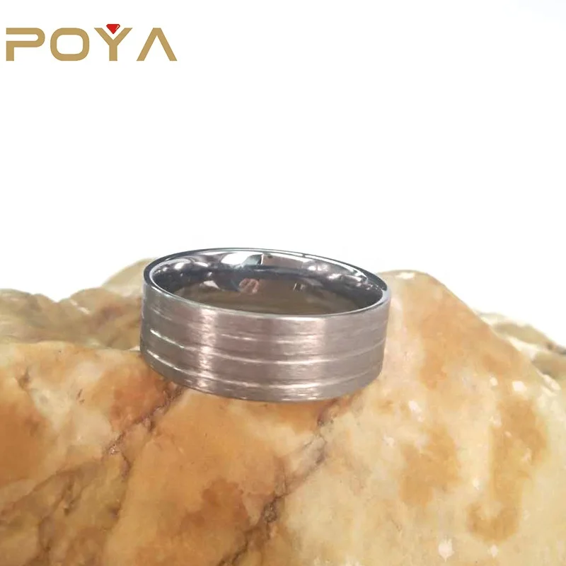 POYA Jewelry 8 мм матовое серебряное титановое кольцо с плоским верхом, ювелирные изделия без рисунка с инкрустацией