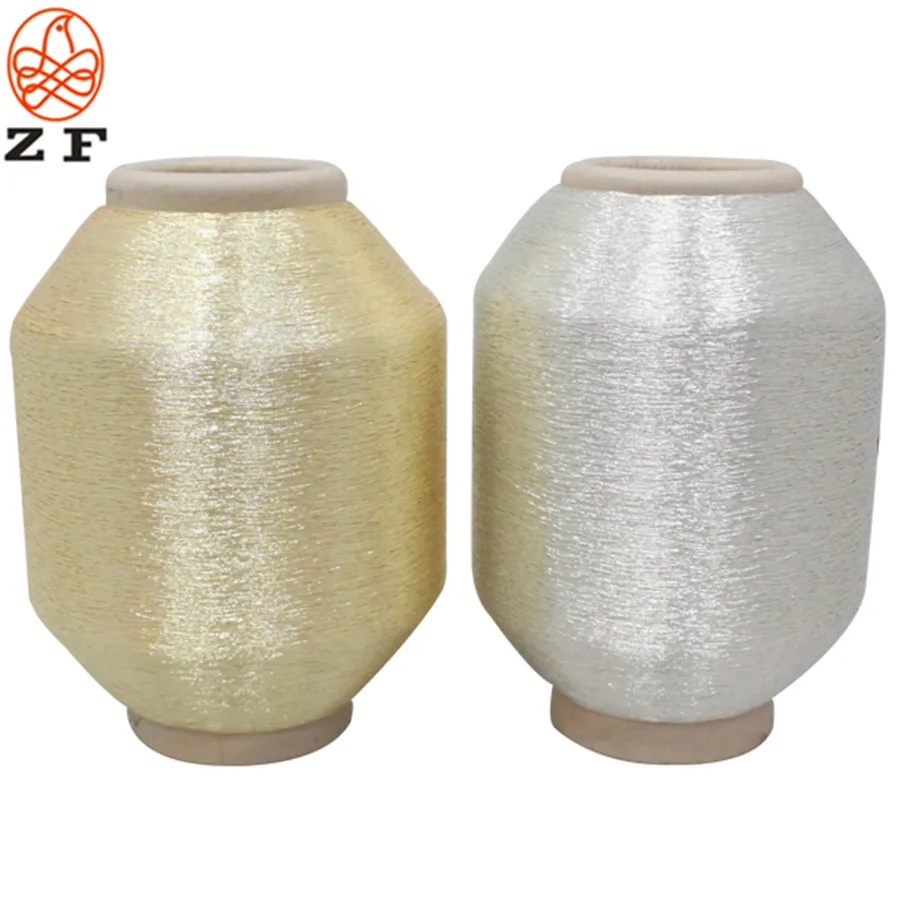 Pure silver and pure Golden Metallic yarn with 150d 450d 600d polyester or rayon