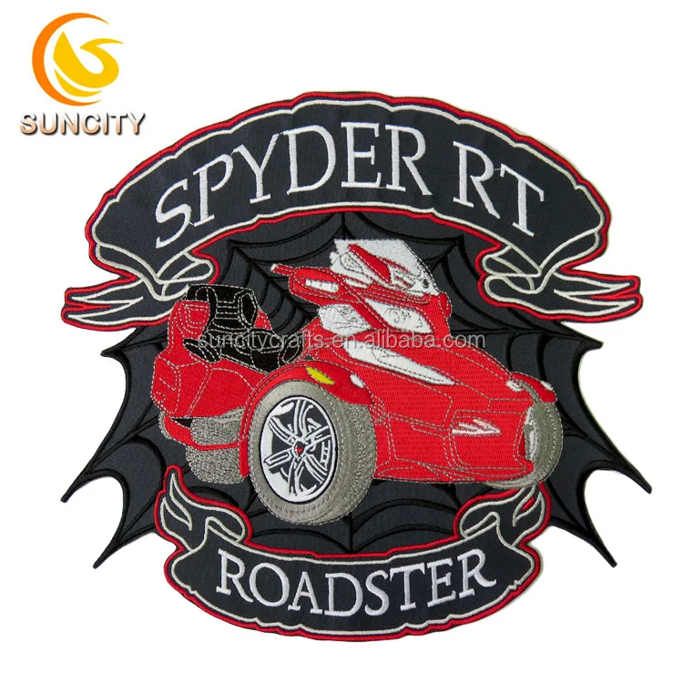 Cool design of Motorcycles woven embroidered custom iron on patches for Jeans