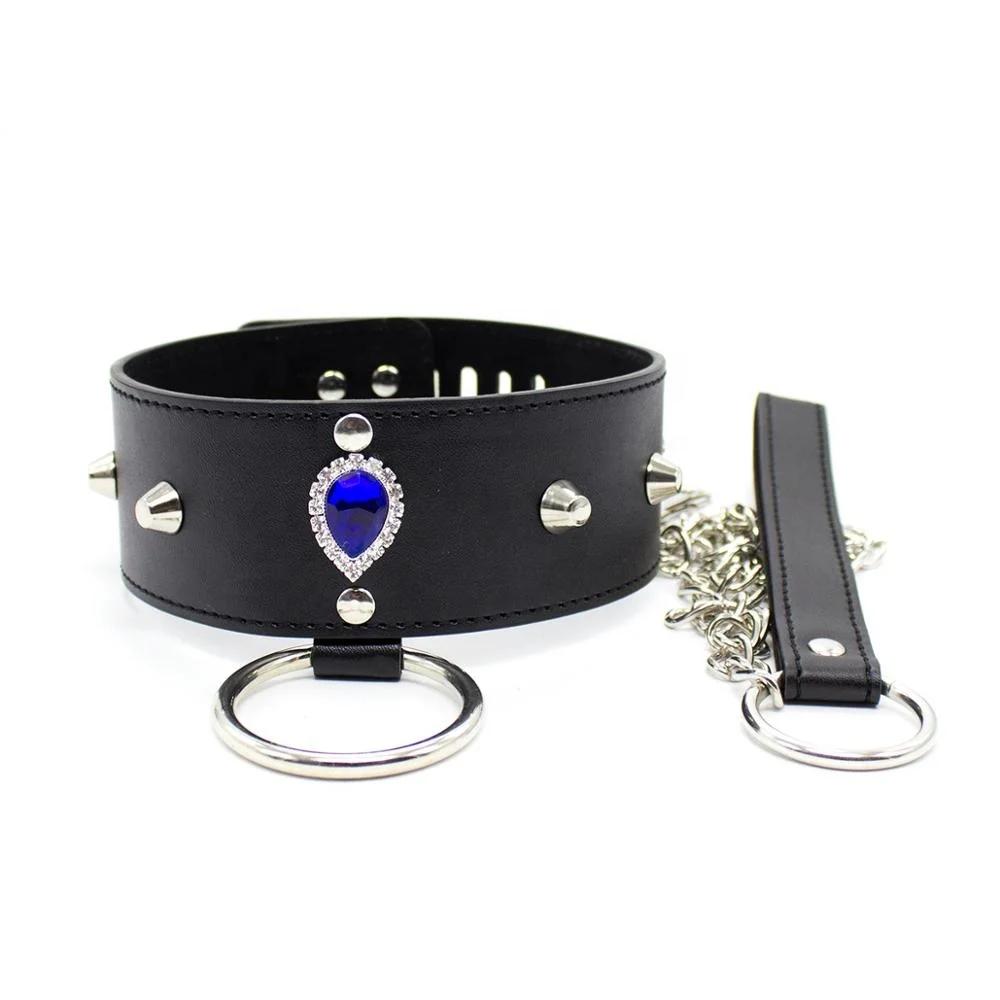 Ошейник из искусственной кожи для взрослых с цепочкой Фетиш-рабство секс-игрушки для связывания ошейник для женщин металлический ошейник для связывания с заклепками