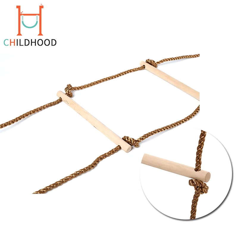High Quality Kids Swing Set Accessories Wooden Climbing Rope Swing Ladder