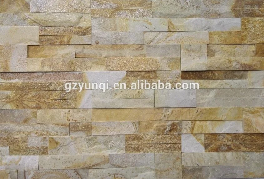 Китай, золотой, Бежевый Кварцит и Бежевый Кварцит, культивированный камень для облицовки стен