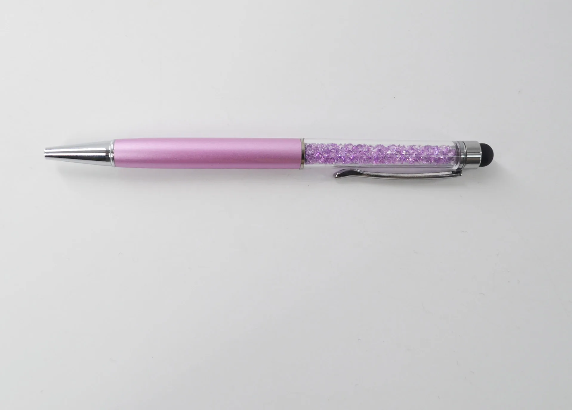 Customized Logo Colorful Stainless steel ball pen 2-in-1 Slim Crystal Diamond Stylus pen and Ink Ballpoint Pens (12 colors)