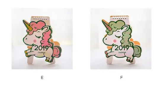 2019 cartoon shape public election a unicorn cherry blossom flamingos pig series desktop calendar PN4267