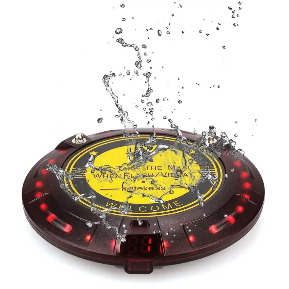 Long Range IP54 waterproof FM technology Wireless coaster paging queue management system for Restaurant Clinic Church Cafe Shop