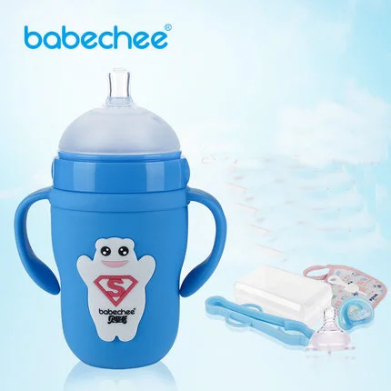 Hot sell Glass Baby Feeding Bottle with protected silicone sleeve cover