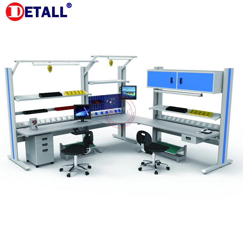 Detall ESD woodworking electrical work bench with double drawer