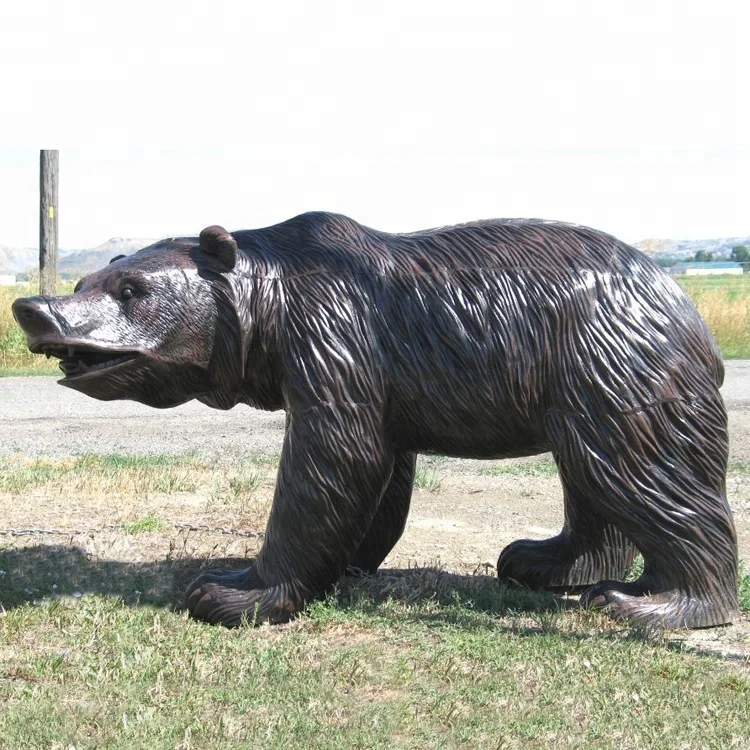 
Modern arts antique bronze metal bear animal sculpture for landscape decor 