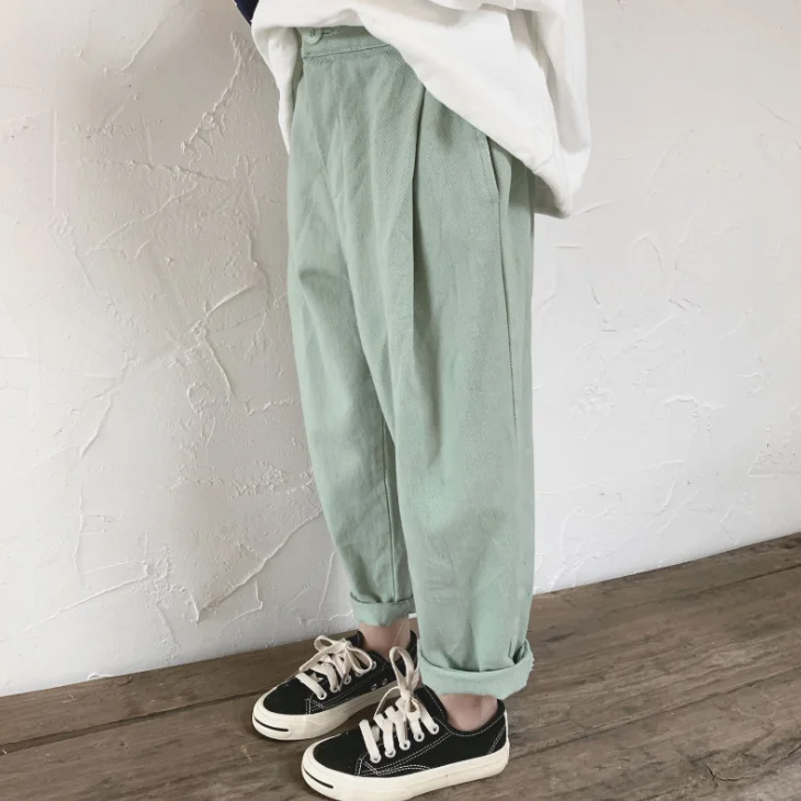 
YY10706G Girls fashionable korean style mint long casual pants 