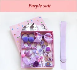 Детские комплекты аксессуаров для волос, милая Подарочная коробка для девочек, кожаная лента, Шпилька для волос