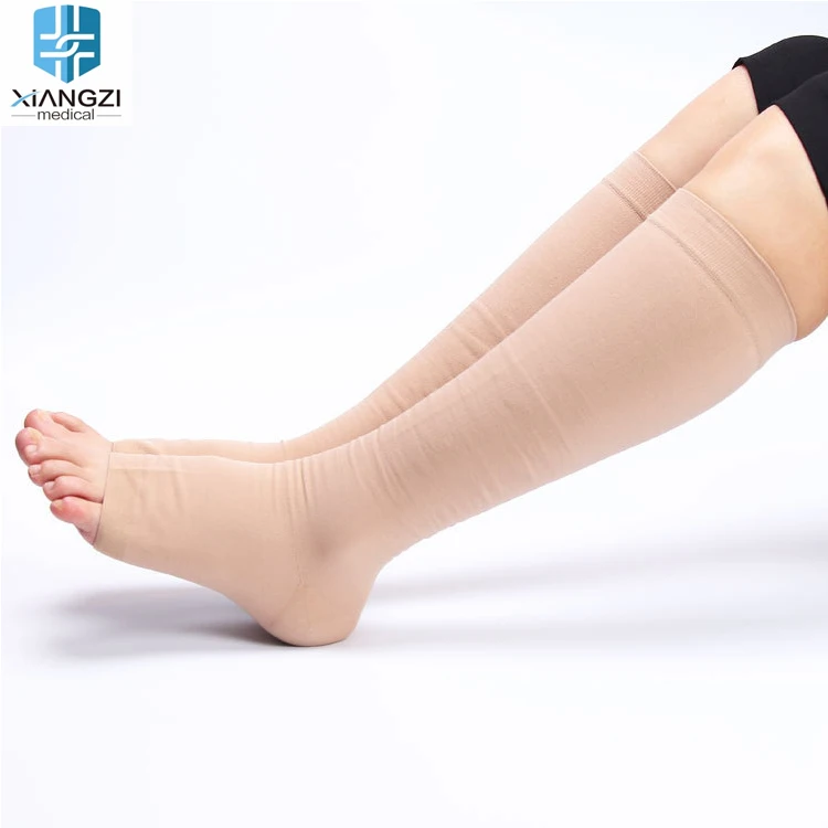 Бесшовные дизайнерские женские гольфы до колена с открытым носком для варикозного расширения вен